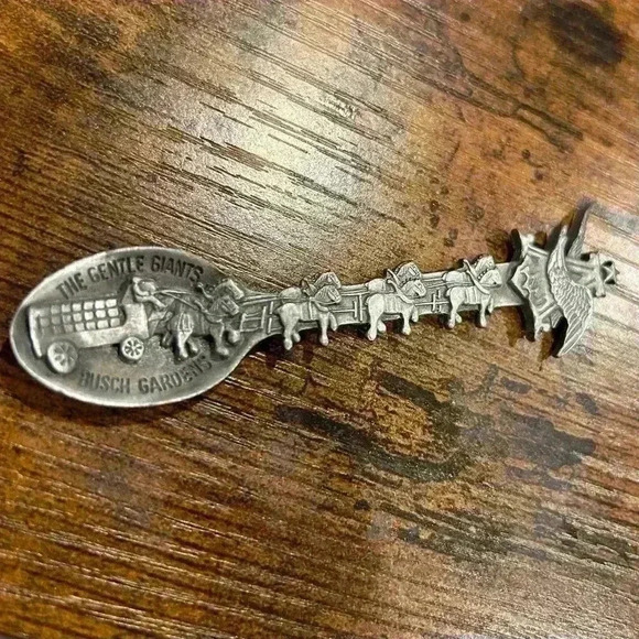 Vintage Souvenir Collector Spoons 3 Pieces Pewter Ford Busch Gardens New Orleans - Picture 3 of 6